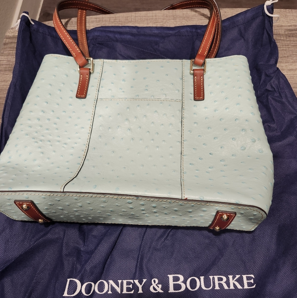 Dooney & Bourke womans Blue Ostrich Embossed Leather shoulder handbag - Picture 2 of 4